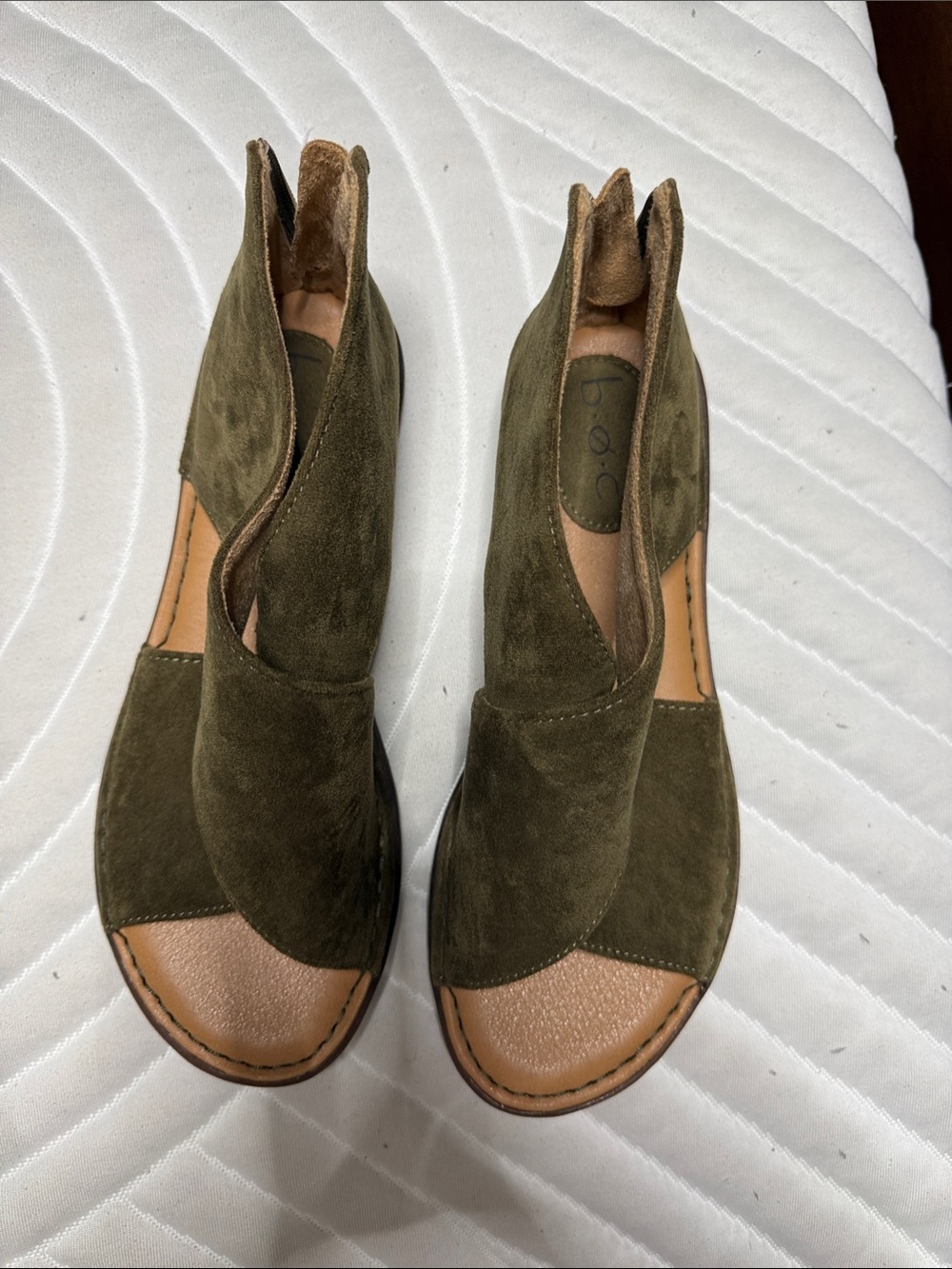 boc Olive Suede Open-Toe Slip-On Sandals